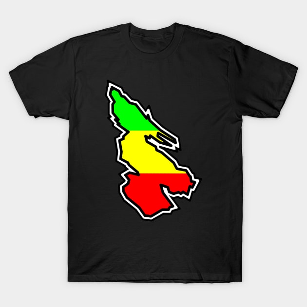 Salt Spring Island Silhouette in Rasta Rastafarian Flag Colours - Rastafari - Salt Spring Island T-Shirt by Bleeding Red Paint